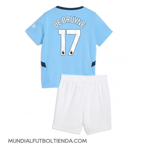 Camiseta Manchester City Kevin De Bruyne #17 Primera Equipación Replica 2024-25 para niños mangas cortas (+ Pantalones cortos)